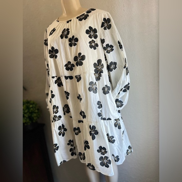 Who What Wear Black and Tan Puff Sleeve Sundress size XL has pockets 100% cotton - Picture 5 of 9